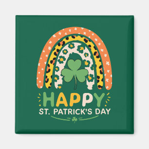 Frohen St. Patrick's Tag Süßer Regenbogen Leopard Magnet