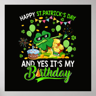Frohen St. Patricks-Tag und meinen Geburtstag Klee Poster