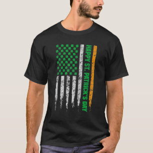 Frohen ST. PATRICKSTAG Amerikanische Flagge Irisch T-Shirt