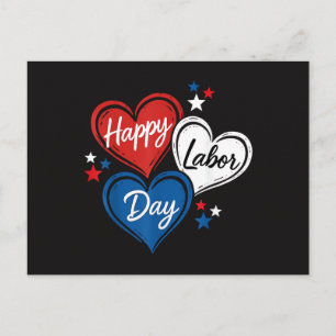 Frohen Tag der Arbeit Patriotische Herzen Rot Weiß Feiertagspostkarte