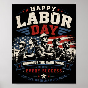 Frohen Tag der Arbeit Vintage Amerikanische Flagge Poster