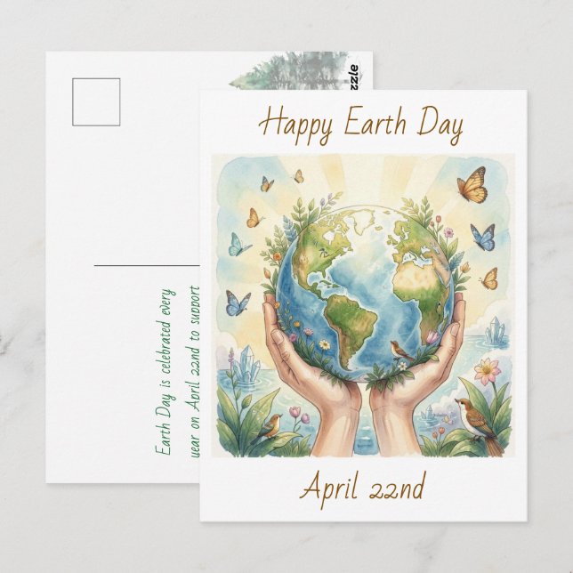 Frohen Tag der Erde 22. April   Postkarte (Vorne/Hinten)