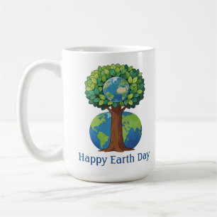Frohen Tag der Erde Baum Natur Illustration Kaffeetasse