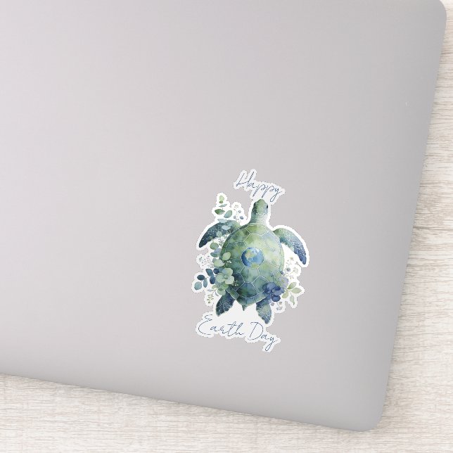 Frohen Tag der Erde Schildkröten-Design Aufkleber (Detail)