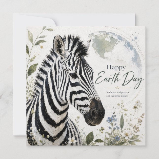 Frohen Tag der Erde Zebra-Wildlife Karte (Vorderseite)