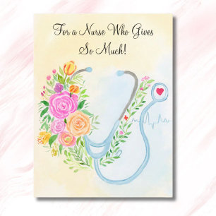 Frohen Tag der Krankenpfleger Florales Stethoskop Postkarte