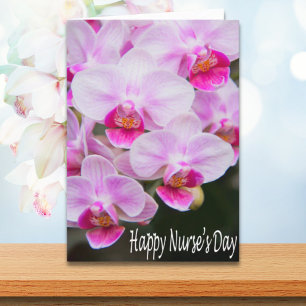 Frohen Tag der Krankenschwester Rosa Orchideen Kar Karte