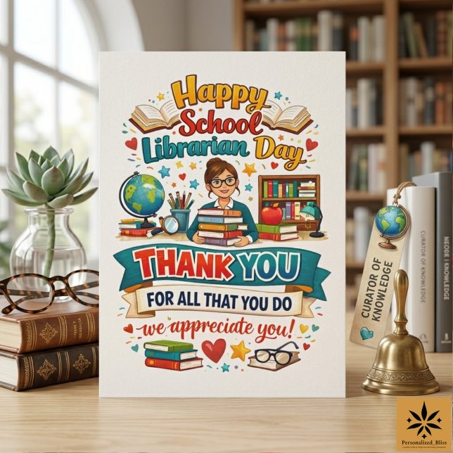 Frohen Tag der Schulbibliothekare | Danke Biblioth (Happy School Librarian Day | Thank You Librarian Card
)