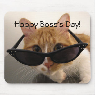 Frohen Tag des Chefs - Coole Katze in Sonnenbrille Mousepad