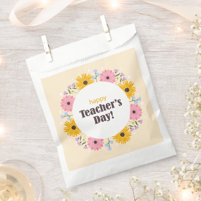 Frohen Tag des Lehrers Wilde Blumen Geschenktütchen (Ausgeschnitten)
