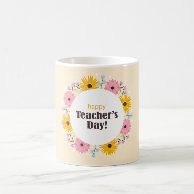 Frohen Tag des Lehrers Wilde Blumen Kaffeetasse (Mittel)