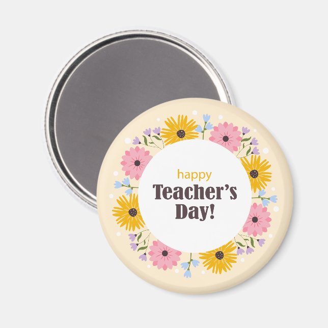 Frohen Tag des Lehrers Wilde Blumen Magnet (Vorderseite/Rückseite)