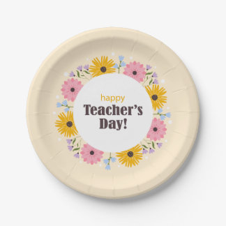 Frohen Tag des Lehrers Wilde Blumen Pappteller