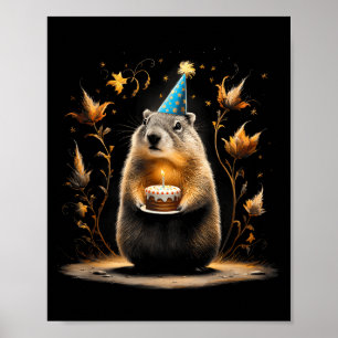 Frohen Tag des Murmeltieres Murmeltier mit Geburts Poster