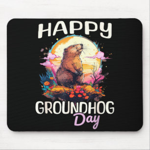 Frohen Tag des Murmeltieres Süße Vintage-Kunst Gra Mousepad
