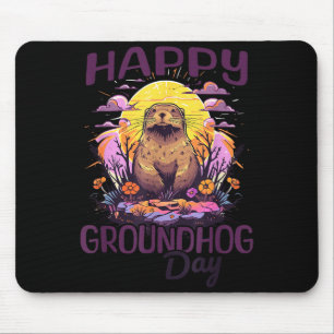 Frohen Tag des Murmeltieres Süße Vintage-Kunst Gra Mousepad