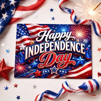 Frohen Unabhängigkeitstag USA-Flagge Feuerwerk Ste Postkarte