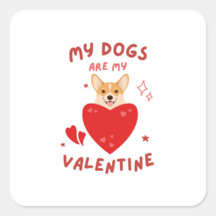 Frohen Valentinstag 2024 - Lustiges Liebhaber-Hund Quadratischer Aufkleber