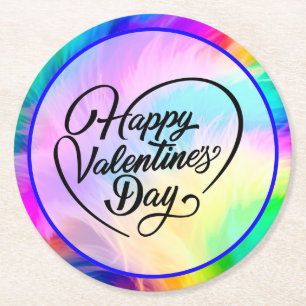 Frohen Valentinstag-23823 Runder Pappuntersetzer