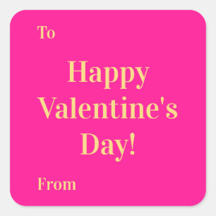 Frohen Valentinstag an von Hot Pink Gold Quadrat Quadratischer Aufkleber