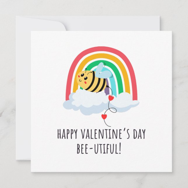Frohen Valentinstag Bee-utiful Flachkarte Feiertagskarte (Vorderseite)