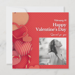 Frohen Valentinstag Benutzerdefiniertes Foto Rote Feiertagskarte