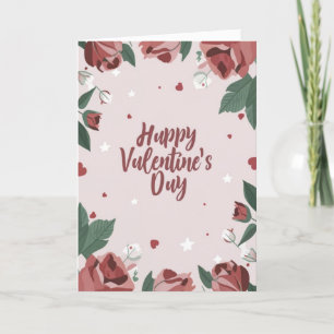Frohen Valentinstag Blumige Rose Herz Karte