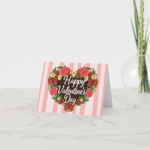 Frohen Valentinstag Blumige Rosen Herz Karte