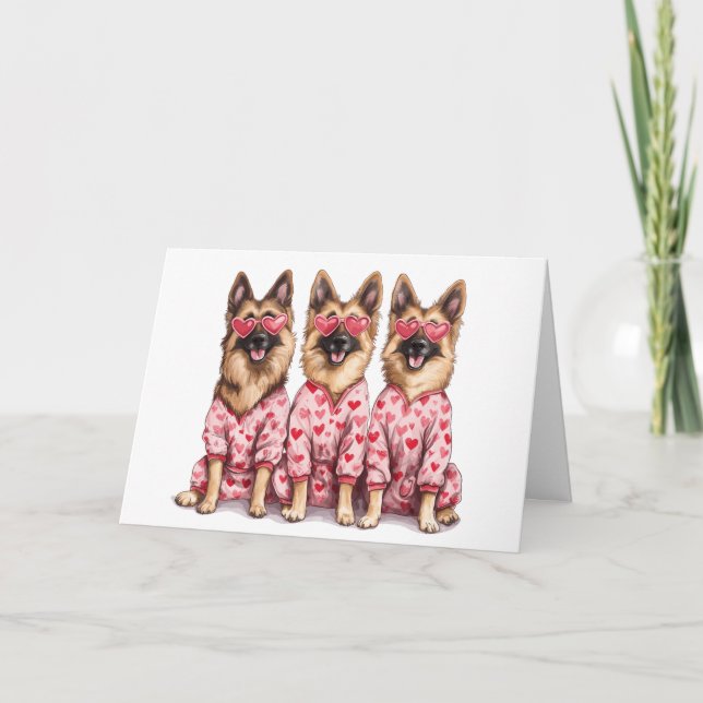 Frohen Valentinstag Deutsche Schäferhunde Karte (Vorderseite)