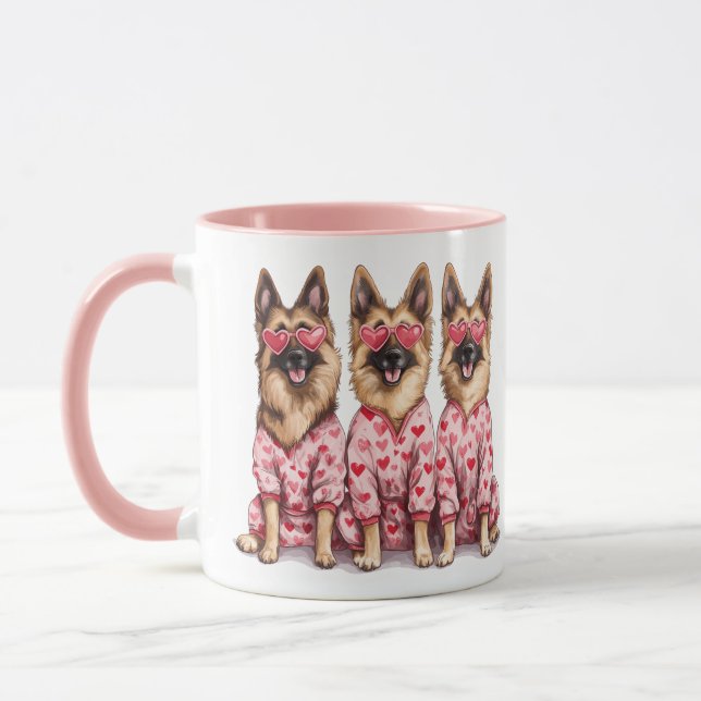 Frohen Valentinstag Deutsche Schäferhunde Tasse (Links)
