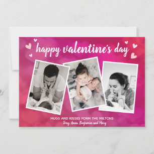 Frohen Valentinstag Familie 3 Foto Collage Pink Feiertagskarte