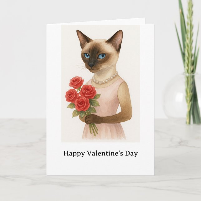 Frohen Valentinstag für Siamese-Katzenliebhaber  Karte (Vorderseite)
