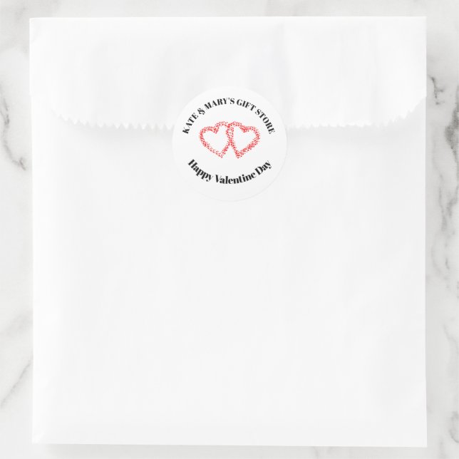 Frohen Valentinstag Geschäft Name  Runder Aufkleber (Tasche)