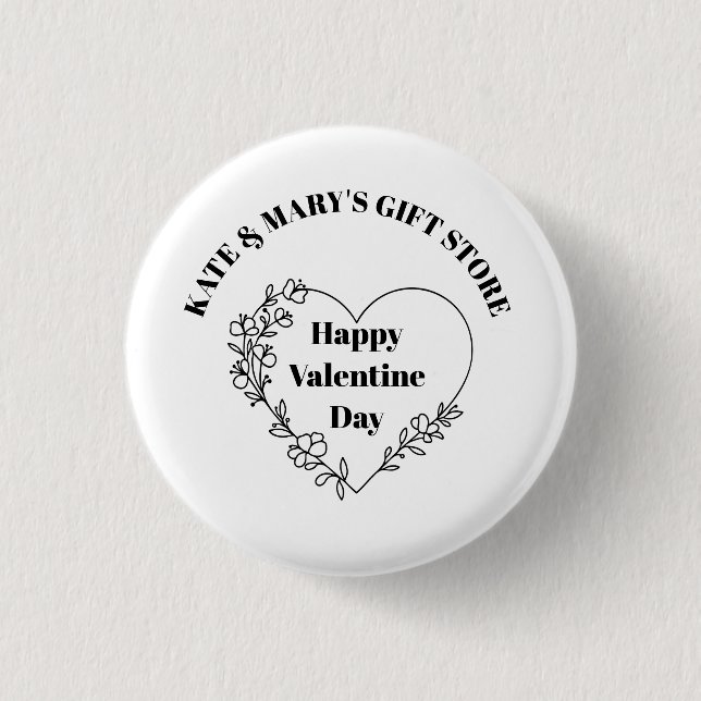 Frohen Valentinstag Geschäftsnamen Button (Vorderseite)