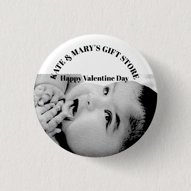 Frohen Valentinstag Geschäftsnamen Button (Vorderseite)