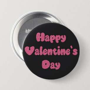 Frohen Valentinstag Glitter Button