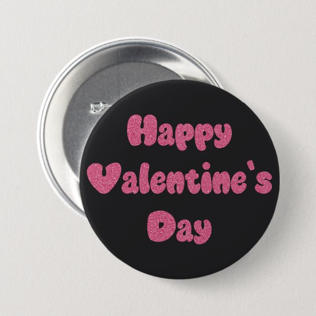 Frohen Valentinstag Glitter Button (Vorne & Hinten)