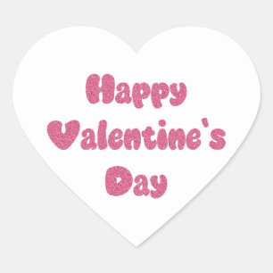 Frohen Valentinstag Glitter Herz-Aufkleber