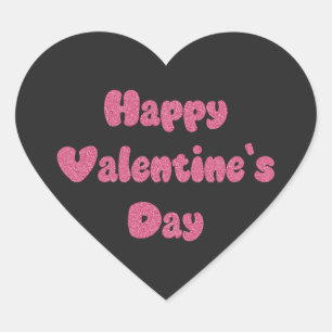 Frohen Valentinstag Glitter Herz-Aufkleber
