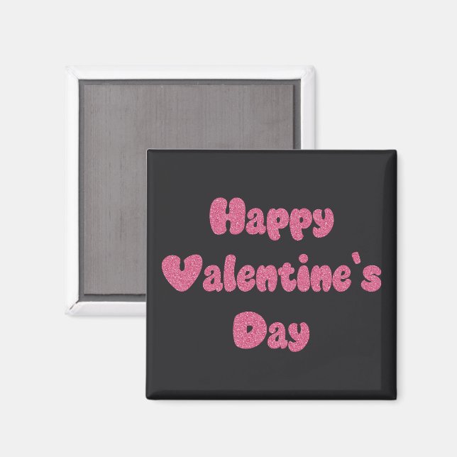 Frohen Valentinstag Glitter Magnet (Vorderseite/Rückseite)