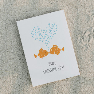Frohen Valentinstag Goldene Fische Liebesherz Feiertagspostkarte