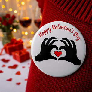 Frohen Valentinstag Heart Hands Button