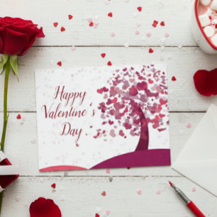 Frohen Valentinstag Herz Baum Postkarte