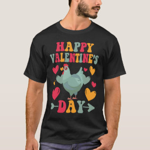 Frohen Valentinstag Hühner Herz Liebe Groovy T-Shirt