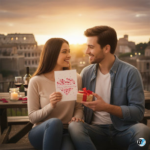 Frohen Valentinstag (in eleganter rosa Schrift) Feiertagskarte