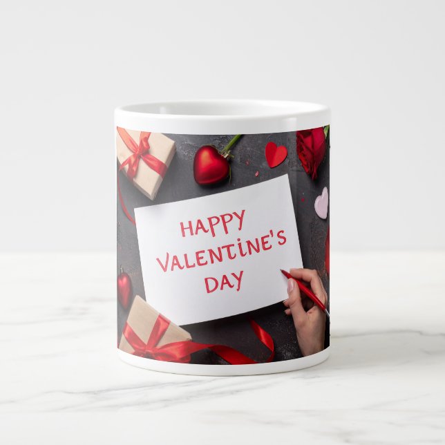 Frohen Valentinstag Jumbo-Tasse (Vorderseite)