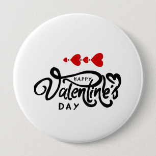 Frohen Valentinstag Kalligrafie Rote Herzen Pfeile Button