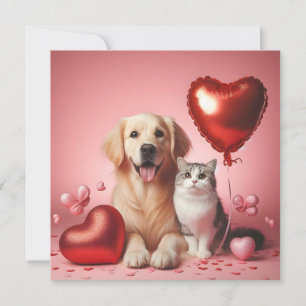 Frohen Valentinstag Katze und Hund Feiertagskarte