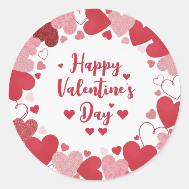 Frohen Valentinstag klassischer runder Aufkleber  (Vorderseite)