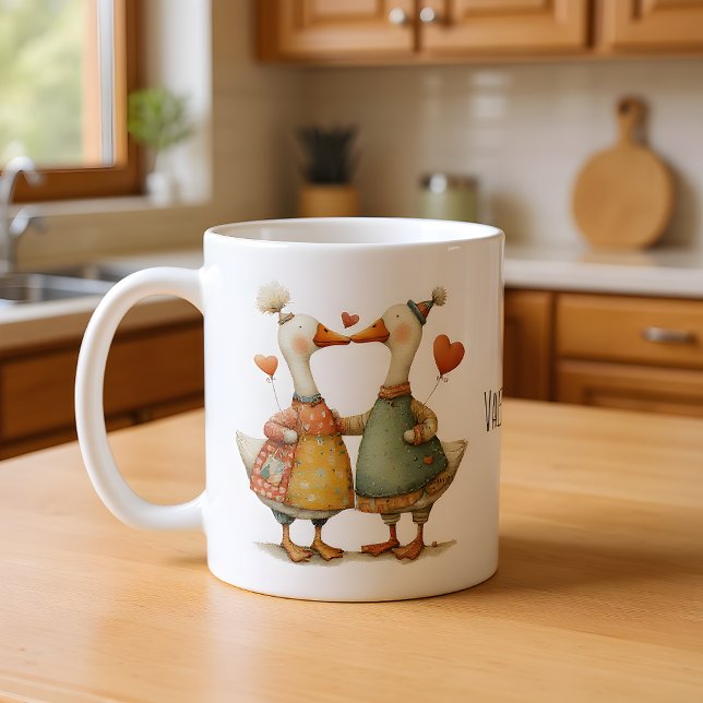Frohen Valentinstag Launische Gänse Kaffeetasse (Von Creator hochgeladen)